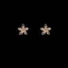 Faux Crystal Flower Earring 1 Pair - S925 Silver Stud Earrings - Gold - One Size