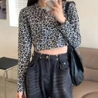Leopard Print Long-sleeve T-shirt / Wide-leg Jeans