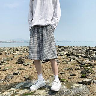 Check Wide Leg Sweatshorts