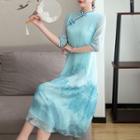 Traditional Chinese 3/4-sleeve A-line Dress