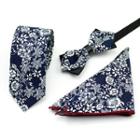 Set Of 3: Printed Neck Tie + Bow Tie + Pocket Square Mz-29 - One Size