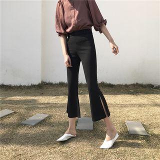 Slit Boot Cut Cropped Pants