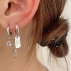 Alloy Tag Chained Earring 1 Pc - As Shown In Figure - One Size