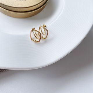 925 Sterling Geometric Earring E355 - Gold - One Size