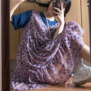 Floral Sleeveless A-line Dress / Short-sleeve T-shirt