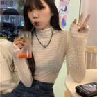 Cowl-neck Smocked Top