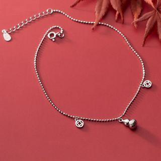 925 Sterling Silver Gourd Anklet Silver - One Size