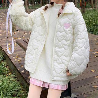 Heart Printed Puff Coat