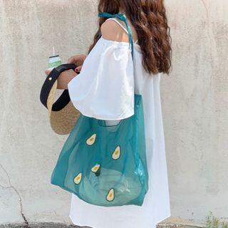 Fruit Embroidered Organza Tote Bag