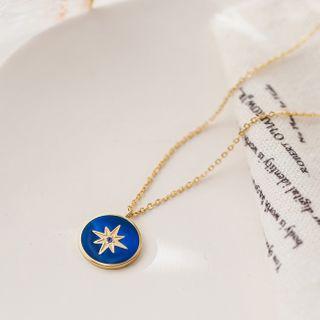 Star Pendent Necklace Gold Star - Blue - One Size