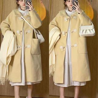 Wide Collar Toggle Long Coat Almond - One Size