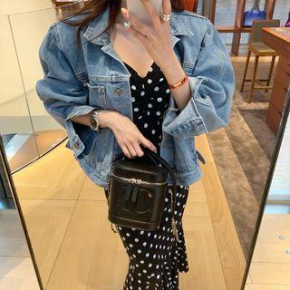 Puff-sleeve Denim Jacket Blue - One Size
