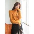 Tall Size Ribbed Turtle-neck Top