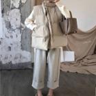 Turtleneck Sweater / Stand Collar Padded Vest / Wide-leg Pants
