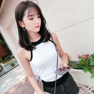 Two-tone Halter Knit Top