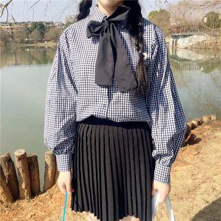 Tie Neck Check Shirt