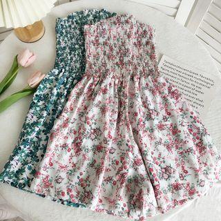 Strapless Flower Print Romper