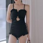 Set: Ruffle Swimsuit + Light Jacket