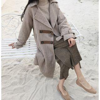 Button Detail Open-front Coat