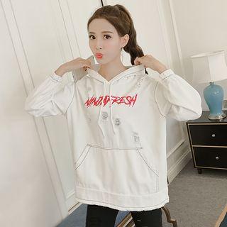 Embroidered Letter Long-sleeve Hoodie