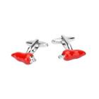 Simple Personality Red Pepper Cufflinks Silver - One Size