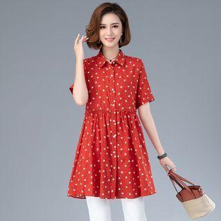 Dotted Print Medium Maxi Short-sleeve Shirt