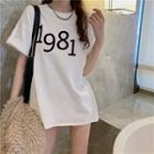 Elbow-sleeve Numbering T-shirt Dress