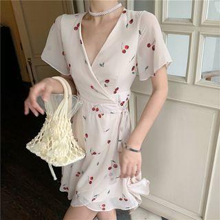 Cherry Print Short-sleeve A-line Mini Dress