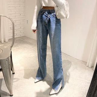 Asymmetric Straight Leg Jeans