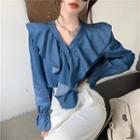 Denim Blouse / Wide-leg Pants