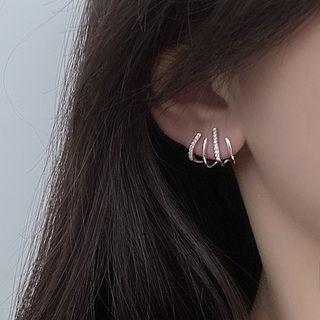 Rhinestone Layered Sterling Silver Earring