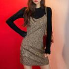 Spaghetti-strap Leopard Mini Dress