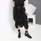 Elastic Waist Crinkled Midi Skirt