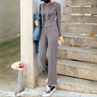 Set: Cropped Hoodie + Straight-cut Pants