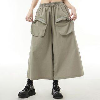 Band-waist Zip Pocket Culottes
