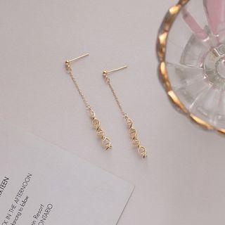 925 Sterling Silver Double Helix Dangle Earring 1 Pair - Gold - One Size