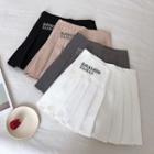 Lettering Embroidered High-waist Pleated Skirt
