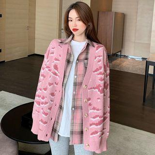 Leopard Print Cardigan / Long-sleeve Plaid Shirt