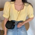 Short-sleeve Blouse Yellow - One Size