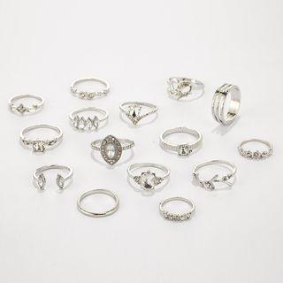 Set Of 15: Rhinestone Ring (assorted Designs) Set Of 15 - 8946 - One Size