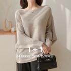 Set Of 2: Dolman-sleeve Ribbed Knit Top