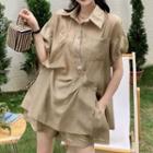 Asymmetrical Short-sleeve Shirt / Shorts