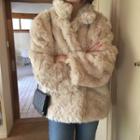 Fluffy Open-front Jacket Almond - One Size