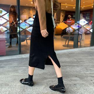 Slit-back Knit A-line Skirt