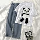 Panda Detail Short-sleeve T-shirt / Straight-fit Jeans