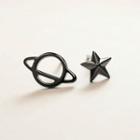 925 Sterling Silver Planet & Star Earring 1 Pair - As Shown In Figure - One Size