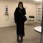 Furry Fleece Lined Jacket + Lace Skirt