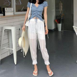 Mesh Cropped Pants / Cropped Short Sleeve T-shirt