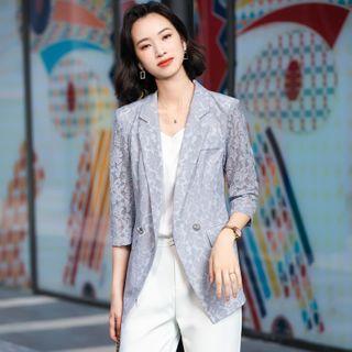 3/4-sleeve Lace Blazer / Dress Pants / Camisole Top / Set