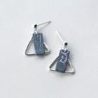 925 Sterling Silver Marble Print Triangle Drop Earrings